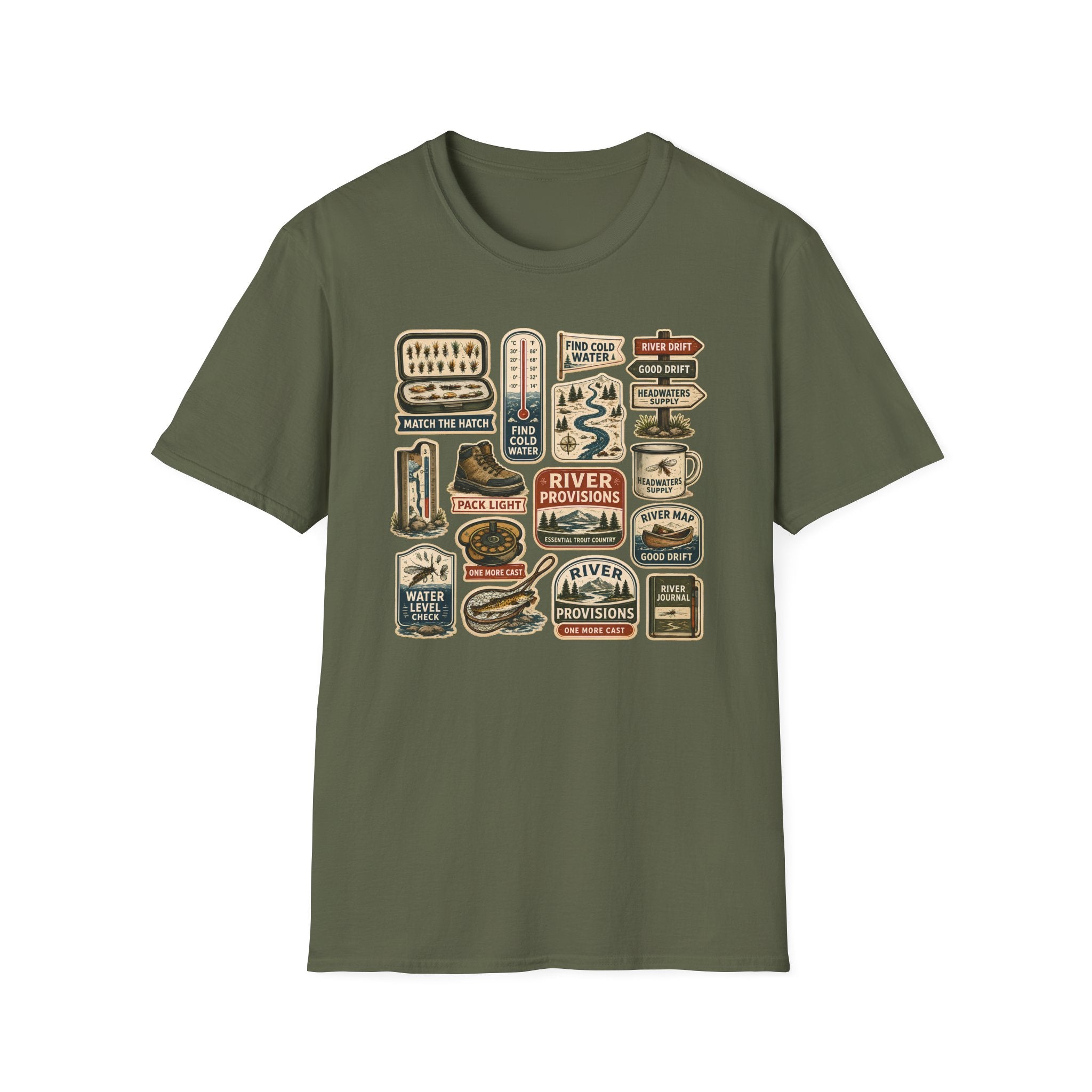 Vintage River Life Stickers Shirt