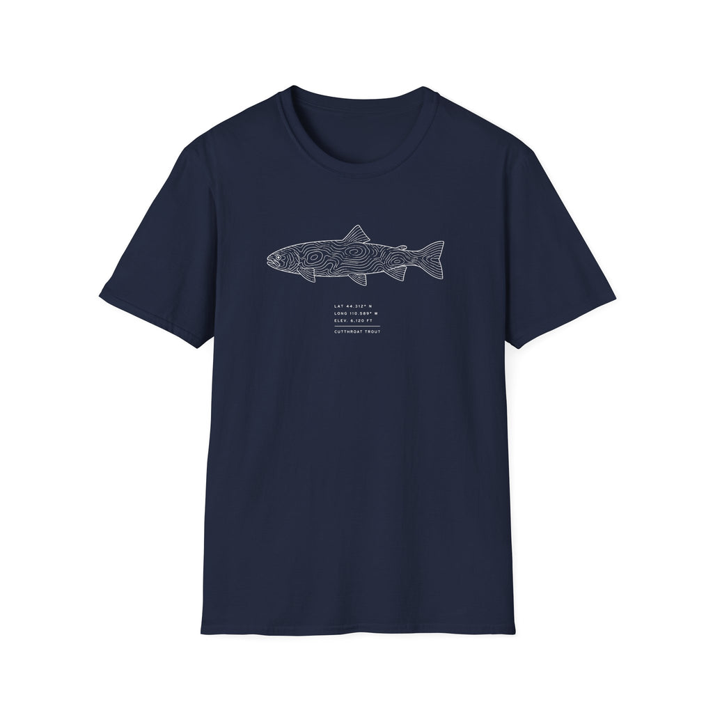 Topographic Trout with Coordinates Shirt