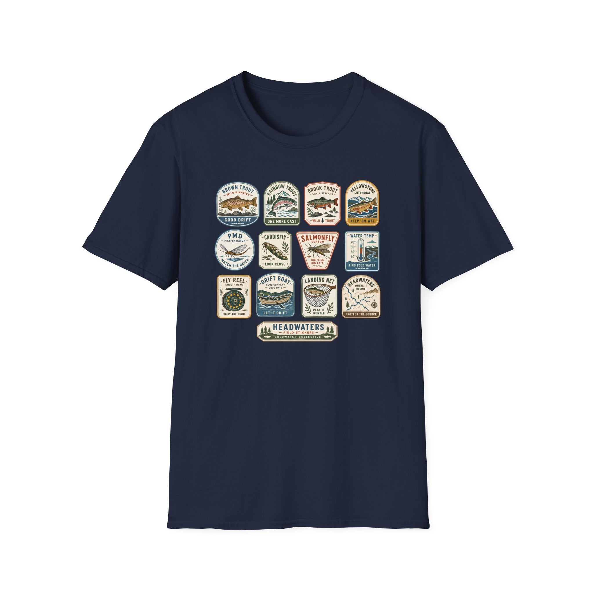 Vintage Trout Fishing Stickers Shirt